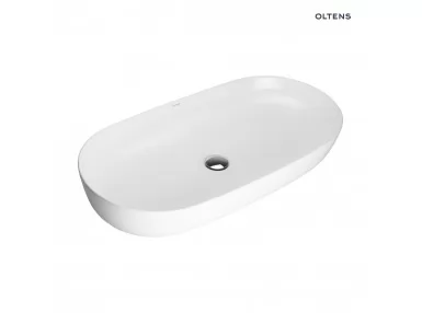 Oltens Hamnes Thin umywalka 80x40 cm nablatowa owalna z powłoką SmartClean biała