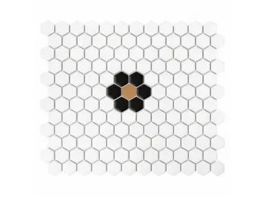 Mini Hexagon Daisy Black Matt 30x26 - mozaika gresowa