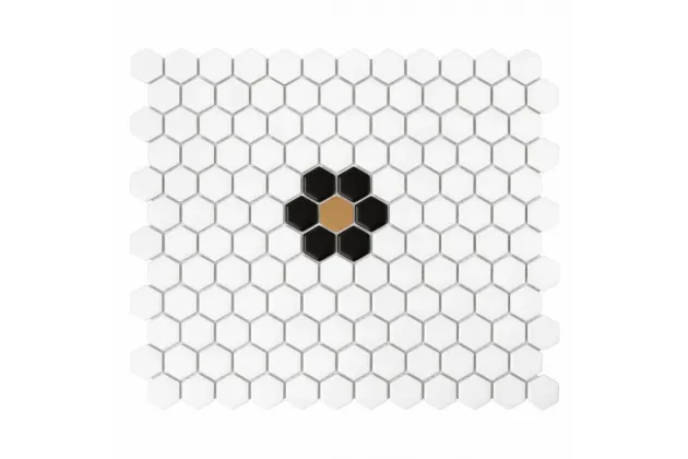 Mini Hexagon Daisy Black Matt 30x26 - mozaika gresowa